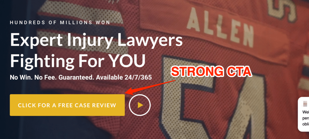 call-to-action button on attorney website