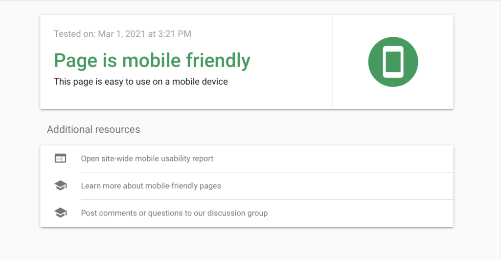 Google Mobile Friendly Test