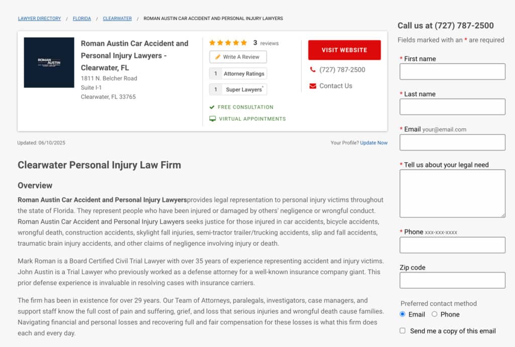 Roman Austin Car Accident and Personal Injury Lawyers FindLaw Profile